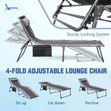 Devoko 4-Fold Padded Portable Folding Outdoor Chaise Lounge Heavy Duty Reclining Chair with Pillow & Side Pocket for - Photo 4