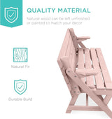 Best Choice Products 2-in-1 Transforming Interchangeable Outdoor Wooden Picnic Table Garden Bench for Backyard, Porch - Photo 3
