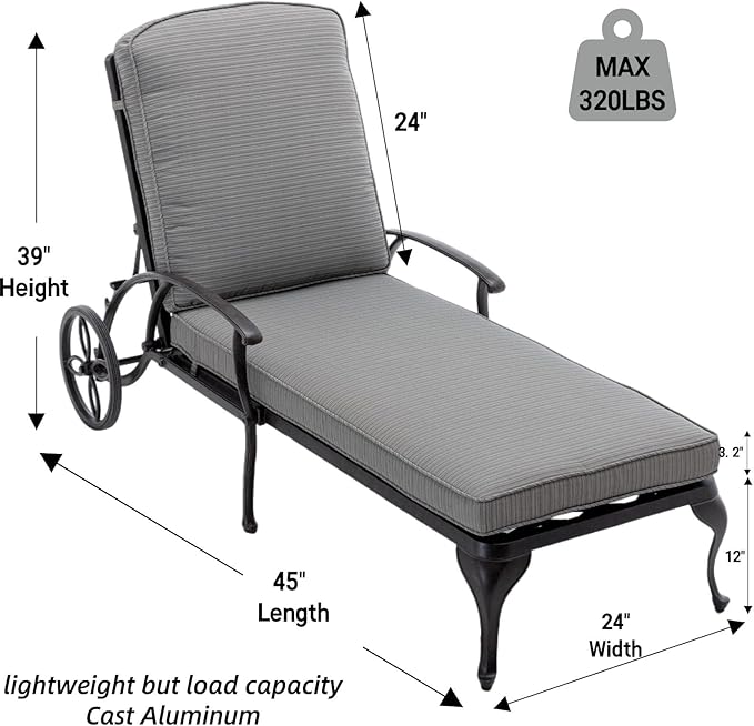 Chaise Lounge Outdoor Chair with Wheels - Photo 2