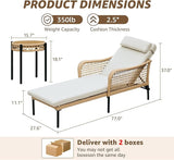 NATURAL EXPRESSIONS Aluminum Outdoor Chaise Lounge Chairs, Wicker Patio Lounge Chair Set of 2 with Side Table - Photo 2