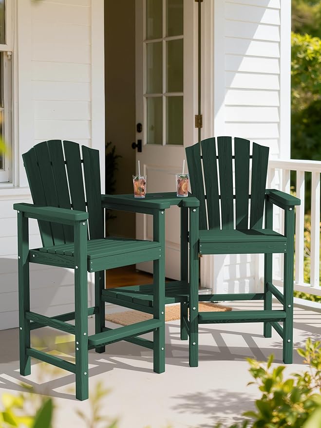 KINGYES Tall Adirondack Chair Set of 2 with 9FT Umbrella - Photo 2