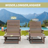 5-Position Adjustable Patio Chaise Lounge - 78'' HDPE Outdoor Lounger with Rolling Wheels & Cup Holder, Longer, Wider - Photo 7