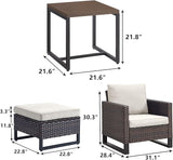 Rilyson Wicker Outdoor Patio Furniture Set - 5 Piece Patio Conversation Set with 2 Wicker Armrest Chairs - Photo 2