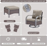Belord 4 Pieces Patio Furniture Sets - Swivel Rocker Outdoor Chairs with Ottomans - Photo 3