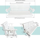 Wooden Porch Swing 3-Seater, High Backrest and Deep Seat, Bench Swing with Cupholders, Hanging Chains and 7mm Springs - Photo 6