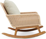 Outdoor Wooden Rocking Chair, Patio Rocking Chair with Soft Cushions & Wood Leg - Photo 7
