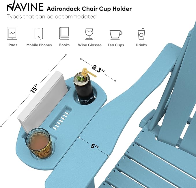Adirondack Chair, HDPE Folding Adirondack Chair with Multifunctional Cup Holder - Photo 6