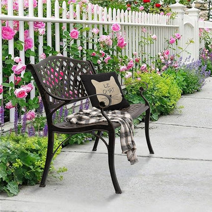 Ochine Patio Garden Bench Outdoor Furniture Metal Rose Loveseat Benches Cast Aluminum Front Porch Chair Seat Rose Carving Antique Bronze for Patio, Park, Lawn, Deck (Ship from USA)