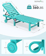 SERWALL Outdoor Chaise Lounge Set of 2, All-Weather HDPE Pool Lounge Chairs with 5-Position Adjustable Backrest - Photo 3