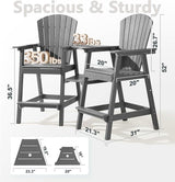 PASAMIC Tall Adirondack Chairs Set of 2, All-Weather HDPE Patio Chairs with Double Connecting Trays - Photo 2