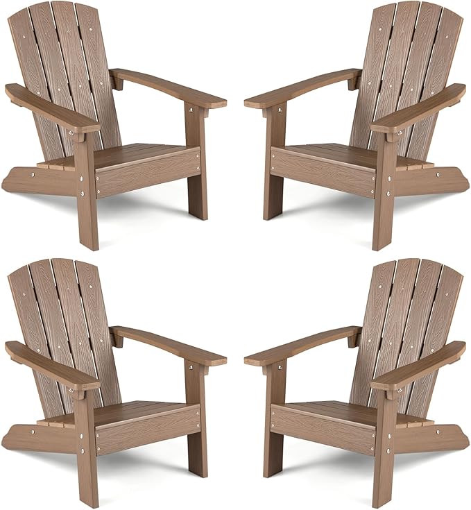 Giantex Kids Adirondack Chair, All-Weather HIPS Children's Outdoor Chair w/Ergonomic Design, Toddler Lawn Chairs for Age 3-8, Kids Beach Chair for Garden Patio Backyard (4,Taupe)