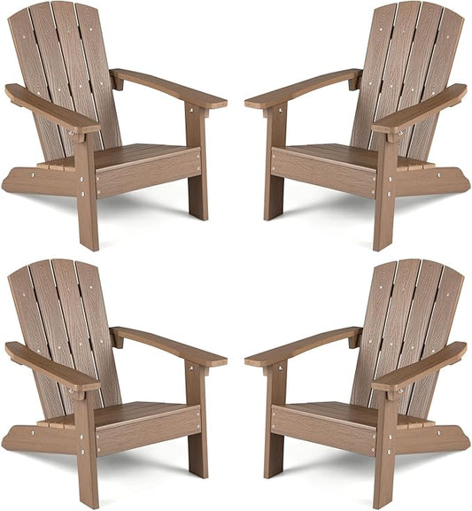 Giantex Kids Adirondack Chair, All-Weather HIPS Children's Outdoor Chair w/Ergonomic Design, Toddler Lawn Chairs for Age 3-8, Kids Beach Chair for Garden Patio Backyard (4,Taupe)