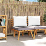 Garden Chair Natural Dark Gray White with Solid Acacia Wood Frame and Plush Cushions for Outdoor Relaxation and Dining - Photo 1