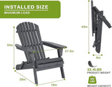 Folding Adirondack Chairs Set of 2, All-Weather Wide Armrest Wooden Outdoor Chairs, Fire Pit & Front Porch Chairs - Photo 2