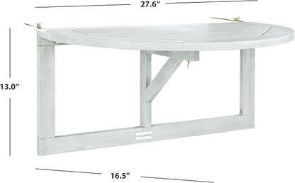 SAFAVIEH Outdoor Patio Furniture Collection – Owens Grey Wash Balcony Hanging Half Table, Eucalyptus Wood Outdoor Accent Table, Space-Saving Design (PAT7045B)