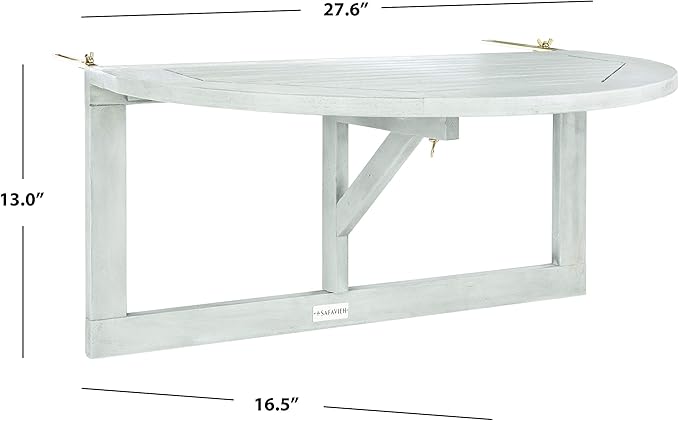 SAFAVIEH Outdoor Patio Furniture Collection – Owens Grey Wash Balcony Hanging Half Table - Photo 3