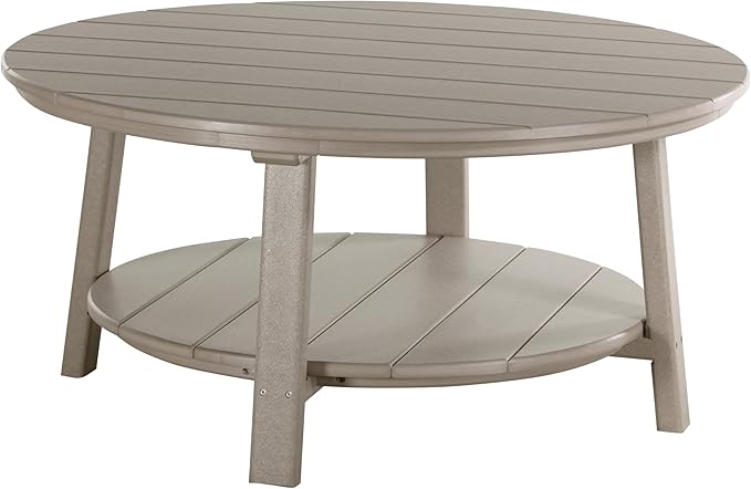 LuxCraft Deluxe Poly Round Outdoor Coffee Table, Two Tier Coffee Table - Photo 1