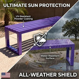 Weatherproof Outdoor Garden Bench, Heavy Duty Metal Bench, Galvanized Steel Backless Patio Benches - Photo 3