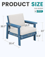 SERWALL HDPE Outdoor Couch Set of 2, Blue Frame and Khaki Cushion - Photo 2