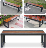 Garden Bench 2 Seater, Backless Outdoor Bench, Metal Wooden Benches, Patio Furniture Seating for Front Porch, Park, Lawn - Photo 6