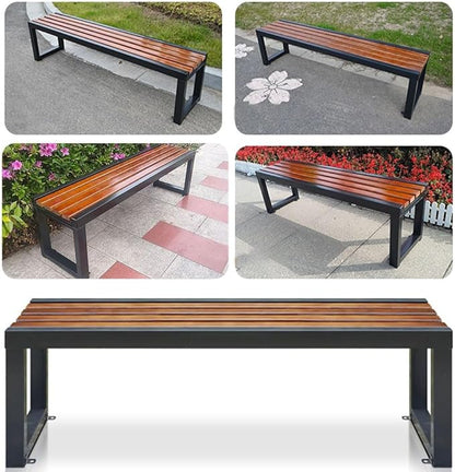 Garden Bench 2 Seater,Backless Outdoor Bench,Metal Wooden Benches,Patio Furniture Seating for Front Porch,Park,Lawn,Backyard,Balcony(59 Inch)
