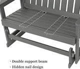 Poly Lumber Patio Glider, HIPS Material Weather-Resistant Swing Bench for Outdoor Porch Garden, Gray - Photo 6