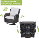 Rilyson Wicker Patio Furniture Set - 5 Piece Rattan Outdoor Sectional Conversation Sets with 2 Rocking Swivel Chairs - Photo 6
