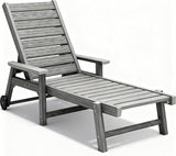 Chaise Lounge Chairs for Outside, HDPE Outdoor Lounge Chairs with Adjustable Backrest, Wheels, Armrest - Photo 1