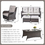 Rilyson Wicker Patio Furniture Set - 8 Piece Rattan Outdoor Sectional Conversation Sets with 4 Swivel Rocking Chairs - Photo 3