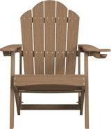 LUE BONA Wood-Grain HDPE Adirondack Chairs Set of 4 - Weather Resistant Seating with Cup Holder for Patio, Fire Pit - Photo 7