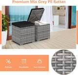 Tangkula 2 Pieces Patio Ottomans, Patiojoy Hand-Woven PE Rattan Side Table with Removable Cushion & Hidden Storage Space - Photo 7