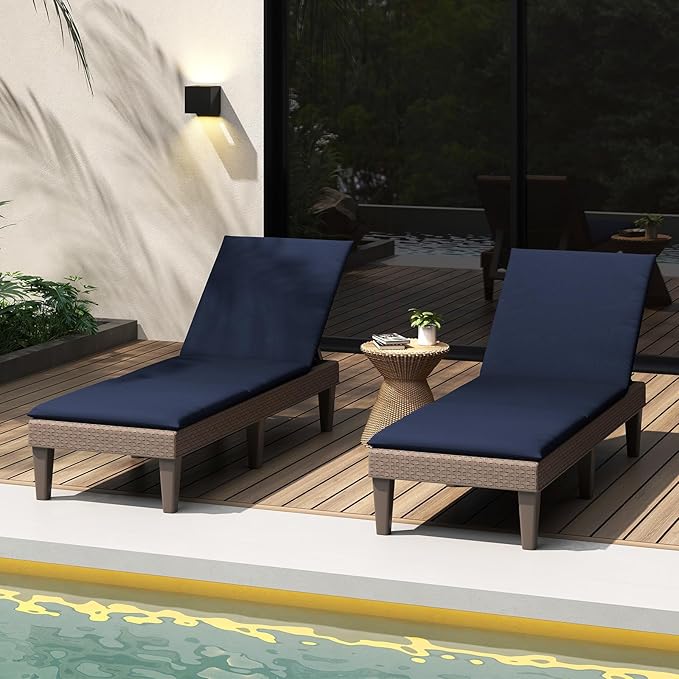 HAPPYGRILL Outdoor Chaise Lounge Chair Rattan Recliner Lounger with Removable Cushion & 3-Level Adjustable Backrest - Photo 2