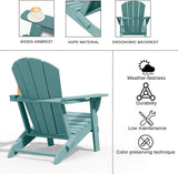 Folding Adirondack Chairs with Cup Holders, Set of 4 HDPE Plastic Outdoor Chairs, Weather Resistant, Real Wood Look - Photo 8