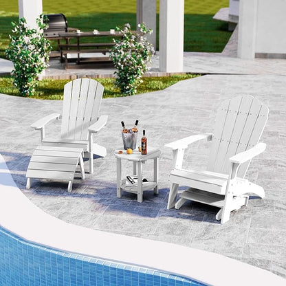 YEFU Adirondack Ottoman, Patio Foot Rest, Adirondack Foot Rest, Folding Adirondack Footstool, Weather Resistant for Adirondack Chair, Widely Used for Outdoor, Porch, Backyard, Garden, Fire Pits-White