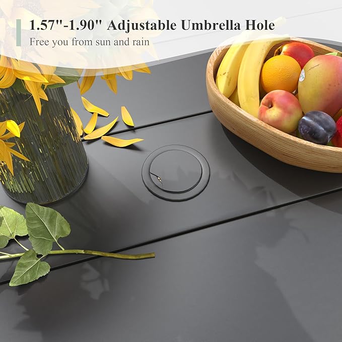 Outdoor Dining Table with Adjustable Umbrella Hole, 40.2" All-Weather Square Patio Dining Table for 4 - Photo 3