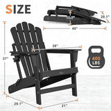 FUNBERRY Folding Adirondack Chairs Set of 2, All Weather HDPE Wood Texture Fire Pit Chairs with Cup Holder for Outdoor - Photo 6