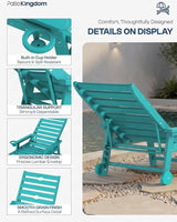 5-Position Adjustable Lounge Chair Outdoor, HDPE Outdoor Chaise Lounge with Cup Holder & Wheels - Photo 2