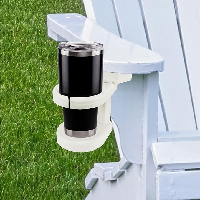Durable Cup Holder for Outdoor Furniture – Adirondack Chair Attachment, White, Perfect for Outdoor Enthusiasts, Affordable & Easy to Use
