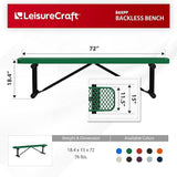 Leisure Craft Metal Outdoor Bench - 6 Foot Heavy Duty Backless Bench Seating for Garden, Porch, Picnic, Park - Photo 2