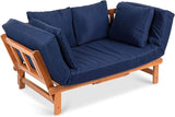 Best Choice Products Outdoor Convertible Acacia Wood Futon Sofa Furniture for Patio, Balcony, Poolside - Photo 1