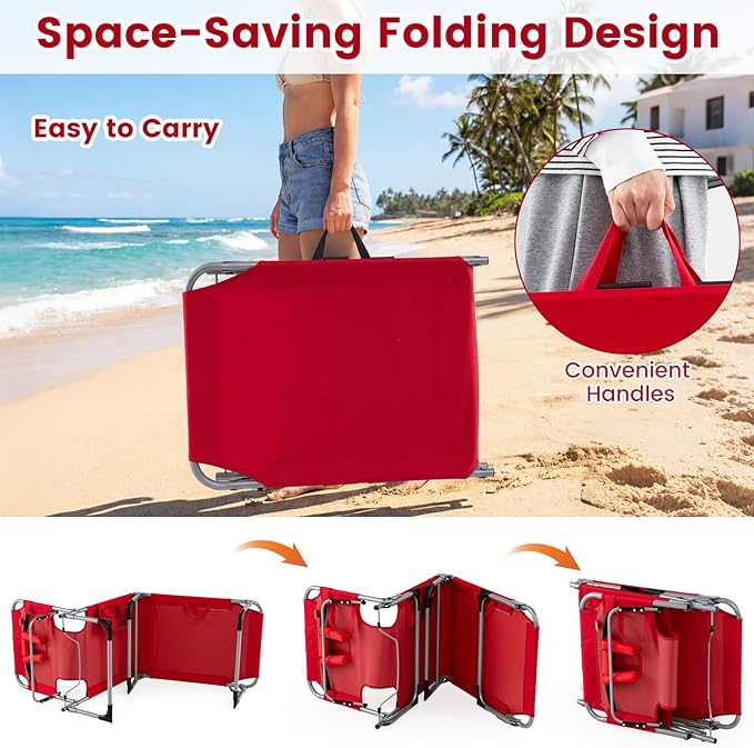 Giantex Face Down Tanning Chair, Folding Beach Lounge Chair w/ 4-Position Adjustable Backrest - Photo 8