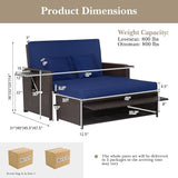 COSTWAY Patio Rattan Daybed with Cushions, Outdoor Wicker Loveseat Sofa with Storage Ottoman - Photo 3