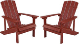 Flash Furniture Charlestown Poly Resin Adirondack Chair - Red - All Weather - Indoor/Outdoor - Set of 2 - Photo 1