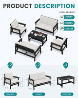 SERWALL HDPE Patio Furniture Set, 5 Piece All Weather Wood-Like Sectional Outdoor Furniture Set - Photo 2