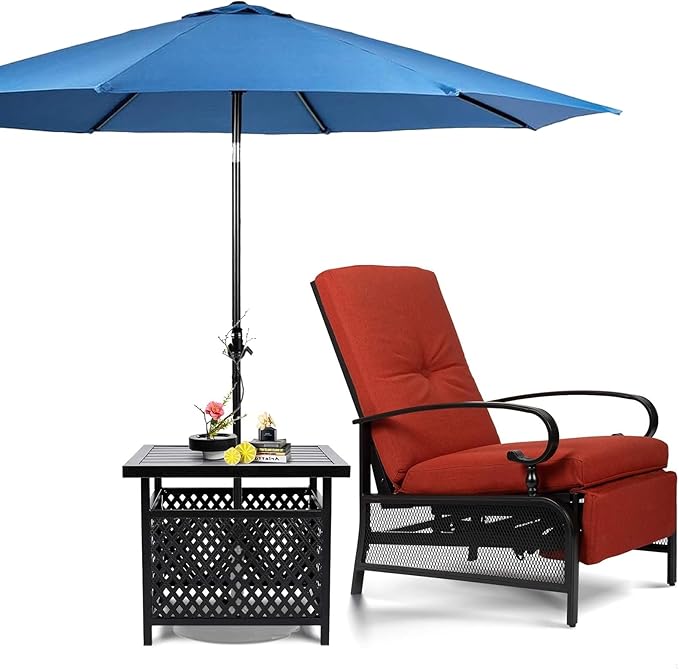 SUNCROWN Outdoor Recliner Chairs Patio Adjustable Relaxing Chair Outdoor Metal Furniture Chair with Thick Cushion and - Photo 1