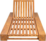 Merax Outdoor Acacia Wood Chaise Lounge Frame Only - Patio Recliner Chair with Adjustable Backrest and Flat Storage - Photo 1