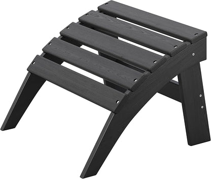 Adirondack Ottoman, HDPE Plastic Outdoor Foot Rest Stool for Patio Chair Backyard Porch Pool Deck Garden, All Weather Resistant Lightweight Portable Comfort(Black)