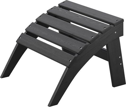 Adirondack Ottoman, HDPE Plastic Outdoor Foot Rest Stool for Patio Chair Backyard Porch Pool Deck Garden, All Weather Resistant Lightweight Portable Comfort(Black)
