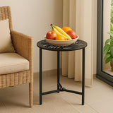 Party Zealot Set of 2 Small Round Metal Side Tables, 13-Inch Black Outdoor End Tables for Patio, Balcony - Photo 6