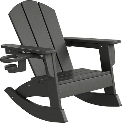 WestinTrends Malibu Outdoor HDPE Plastic Preschool Toddler Classic Adirondack Rocking Chairs (Set of 2), Gray